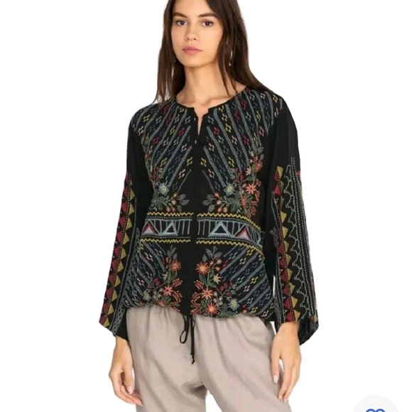 Johnny Was Black Sheer Blouse - Picture 2 of 6